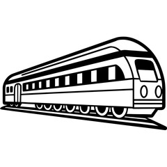 Elegant Passenger Train Line Art with Window Detail