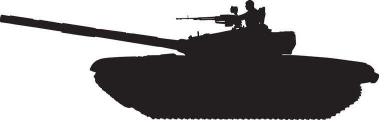 Tank Silhouette Vector, Military Armored Vehicle Clipart