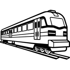 Elegant Passenger Train Line Art with Window Detail