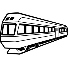Elegant Passenger Train Line Art with Window Detail