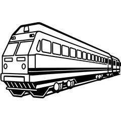Elegant Passenger Train Line Art with Window Detail