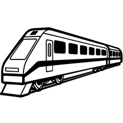 Elegant Passenger Train Line Art with Window Detail