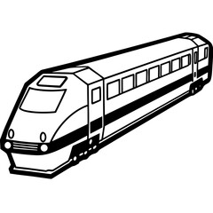 Elegant Passenger Train Line Art with Window Detail