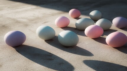 Easter eggs in symmetrical pattern on urban texture, perfect for event invitations, educational materials, blog graphics, and spring product launches