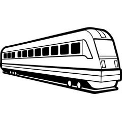 Elegant Passenger Train Line Art with Window Detail