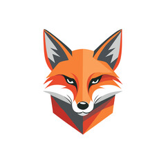 Obraz premium Minimalist geometric fox logo in vector style, using sharp angular shapes and a modern color