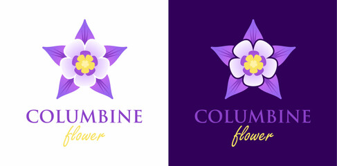 purple columbine flower logo vector