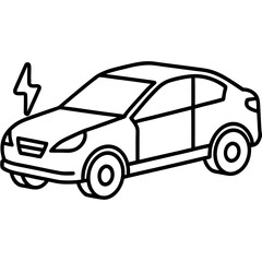 Minimalist Electric Car Icon – Clean Line Art Vector Design for Eco-Friendly Projects