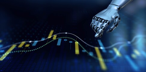 AI-Driven Financial Analytics and Market Trends. 3d render.