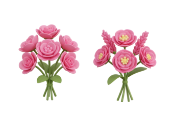 Romantic floral bouquets with pink roses and blossoms for special occasions celebrations