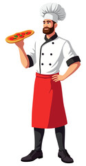 Male Chef Holding Fresh Pizza