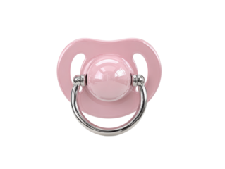 Baby pacifier product showcase nursery photography indoor close-up. Isolated on transparent background, png.