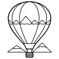 Floating Balloon Above Outlined Peaks
