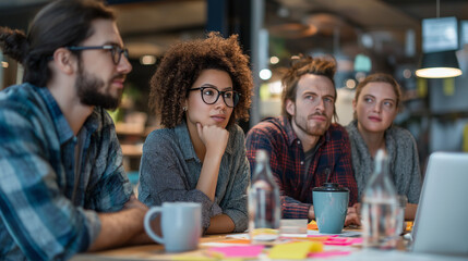 A richly detailed view of friendly discussion on eye care: two experts sipping coffee and sharing knowledge at a cheerful cafe gathering - each sporting a trendy pair of specs (194 characters).