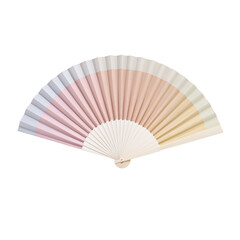 Pastel rainbow hand fan open, colorful and delicate, isolated on transparent background

