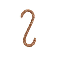 Fototapeta premium Bronze glittery S-hook, sparkly and decorative, isolated on transparent background 