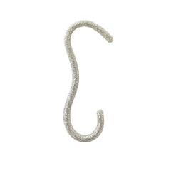 Silver glittery S-hook, sparkly and decorative, isolated on transparent background
