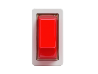 Top-down view of emergency button action in facility safety. Isolated on transparent background, png.