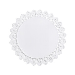 White paper doily, lace pattern, isolated on transparent background
