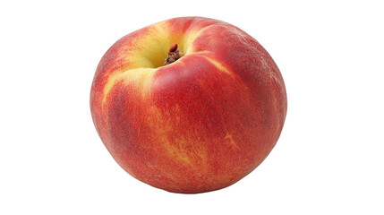 Captivating close-up of a ripe peach with vibrant colors, showcasing its natural beauty, isolated on transparent background.