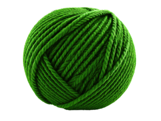 Crafting with nature green yarn ball home studio product focus. Isolated on transparent background, png.