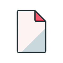Stylized Document Icon – Red Folded Corner with Pink and Gray Sections for UI, Education, and Productivity Themes