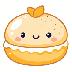 Cute bagel with cream cheese and blushing cheeks illustration