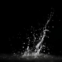 Obraz premium A high-speed photo captures a dynamic splash of water droplets frozen mid-air against a black background.