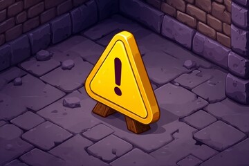 The presence of a warning sign in a kaleidoscopic abandoned setting implies that there are hidden threats and mysteries lurking in the dense foliage