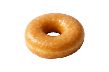 Freshly baked glazed donut with shiny sugar coating, isolated on transparent background. Delicious sweet pastry perfect for dessert, snack, breakfast, or bakery menu design