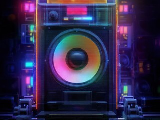 Digital speaker colorful glowing