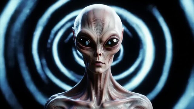 Enigmatic alien figure bathed in ethereal glow
