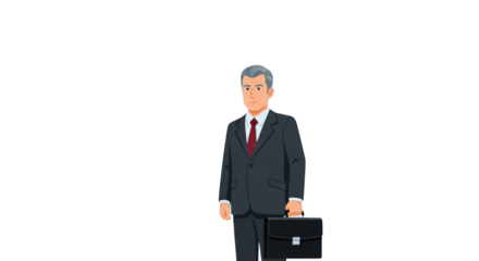 An image of businessman in suit holding briefcase.. The scene includes attire, fashion, man, white, office, elegant, style, drawing, manager,