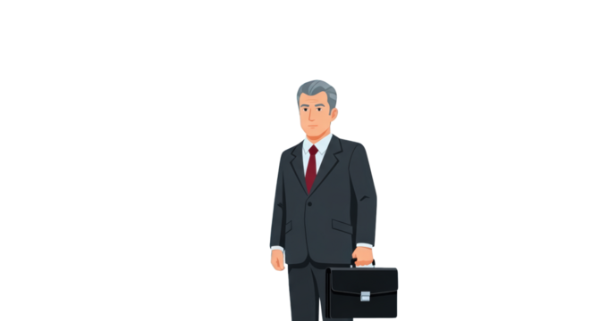 An image of businessman in suit holding briefcase.. The scene includes attire, fashion, man, white, office, elegant, style, drawing, manager,