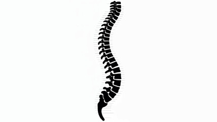 Black and white silhouette illustration of a human spine on a clean white background