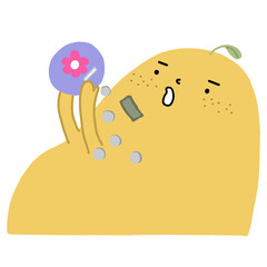 illustration a lemon cartoon with saving money