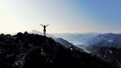Fototapeta premium silhouette of a man in the mountains