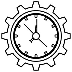 Gear Clock Outline – Mechanical Wall Art Vector