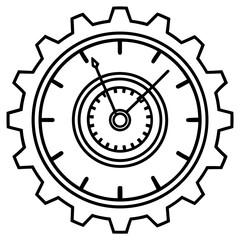 Gear Clock Outline – Mechanical Wall Art Vector