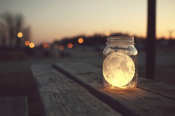 Captivating Moon in a Jar at Sunset: A Serene Outdoor Scene