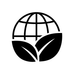 Eco world line icon set. Green earth planet concept, world ecology, nature global protect, logo eco environment, globe with leaf, thin line simple web symbol on white background.