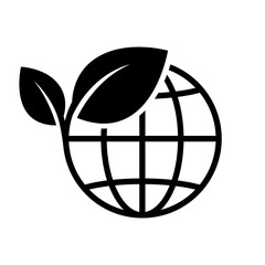 Eco world line icon set. Green earth planet concept, world ecology, nature global protect, logo eco environment, globe with leaf, thin line simple web symbol on white background.