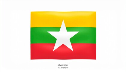 Circular emblem of Myanmar’s national flag with yellow, green, and red horizontal stripes and a central white five-pointed star, symbolizing unity, peace, and courage.