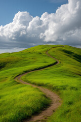 Fototapeta premium Scenic Winding Path Through Lush Green Hills