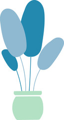 Tropical plants in simple colored pots