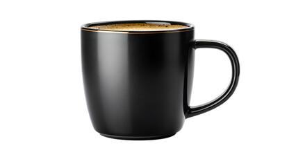 black coffee mug isolated on transparent background 