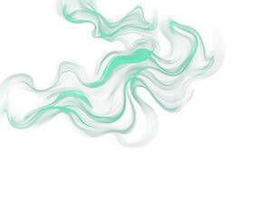 Ethereal green smoke wisps swirling gracefully in a dark void isolated on transparent background