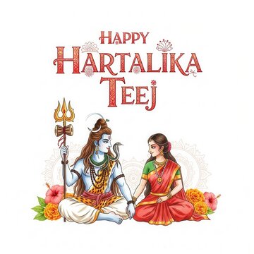 Hartalika Teej Festival with Goddess Parvati, Traditional Indian Women Celebrating Hartalika Teej Puja with Mehendi, Sweets, and Festive Decor