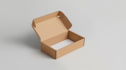 Cardboard postal, mailing box mockup with opened lid
