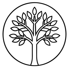 Eco Tree Icon – Minimalist Line Art Nature Vector Design for Sustainability Projects